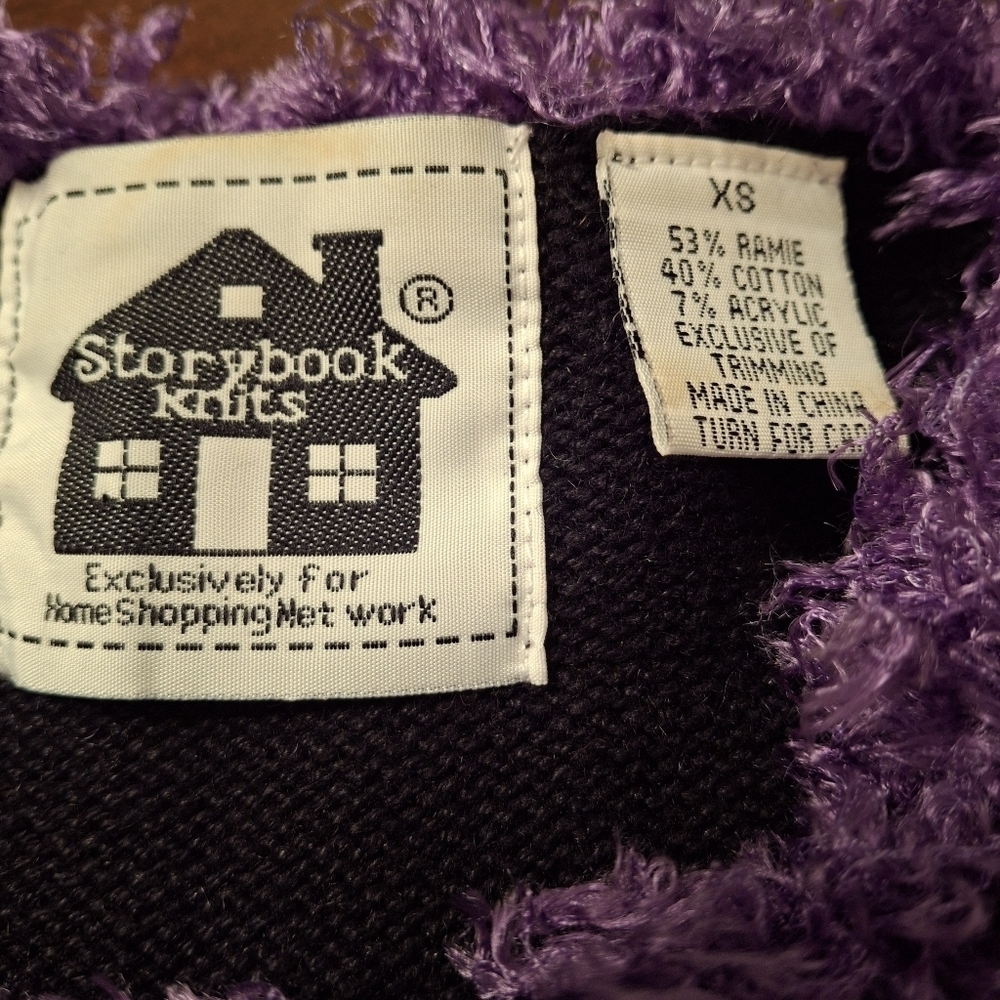 Storybook Knit Black Embellished Cardigan Sweater "Parrot Fancy"  Women Size XS - Picture 11 of 14